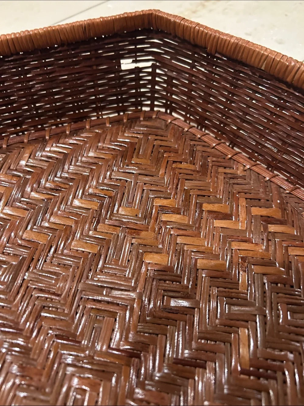 Vintage Woven Hexagon Brown Decorative Basket - Home Accents